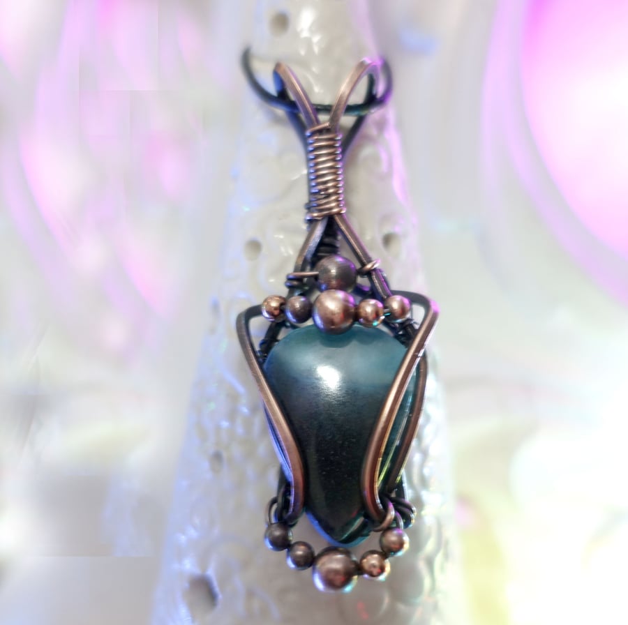 Trolleite Copper Wire Wrap Pendant.  High Vibration stone