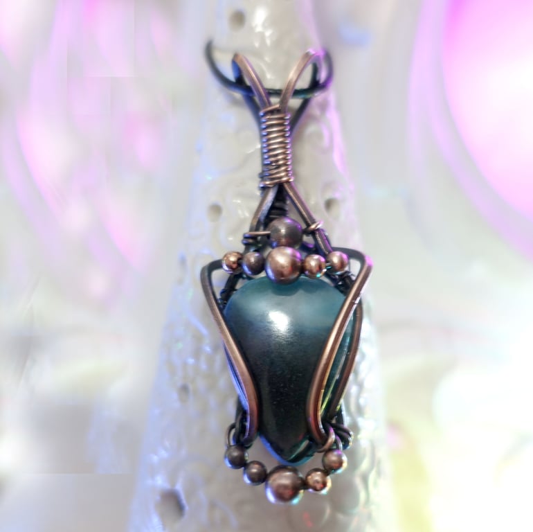 Trolleite Copper Wire Wrap Pendant.  High Vibration stone