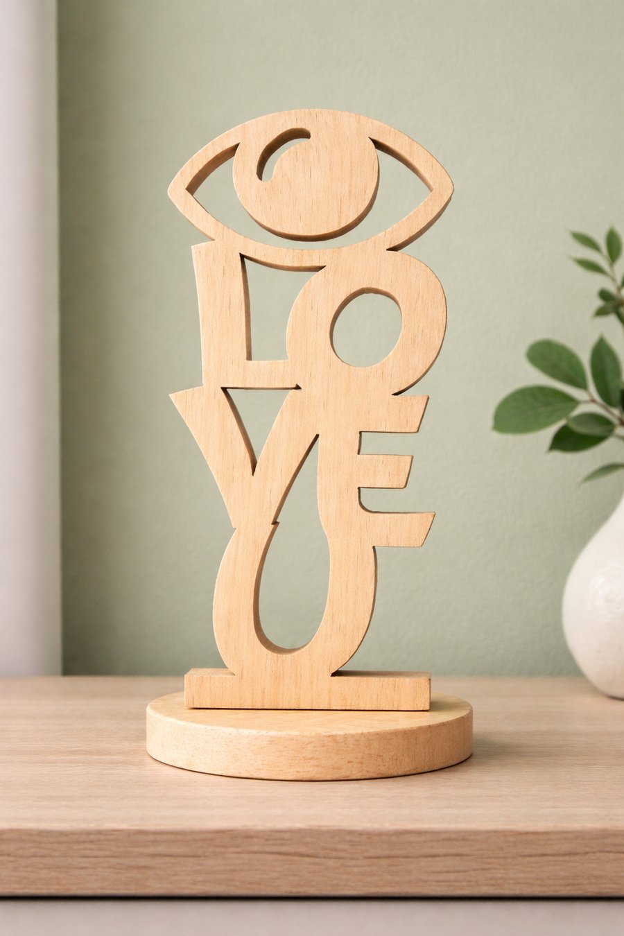 Handmade Wooden Love You Ornament – Scroll Saw Freestanding Romantic Gift