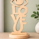 Handmade Wooden Love You Ornament – Scroll Saw Freestanding Romantic Gift