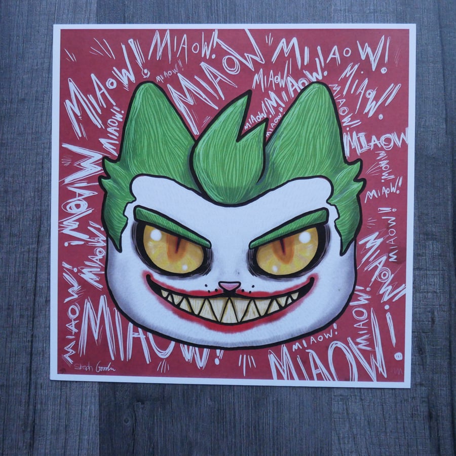 Joker Cat Print 6 x 6