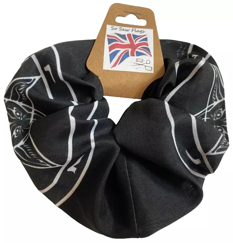 Baphomet Church Of Satan Pentagram Flag Hair Scrunchie Scrunchies Band Elastic