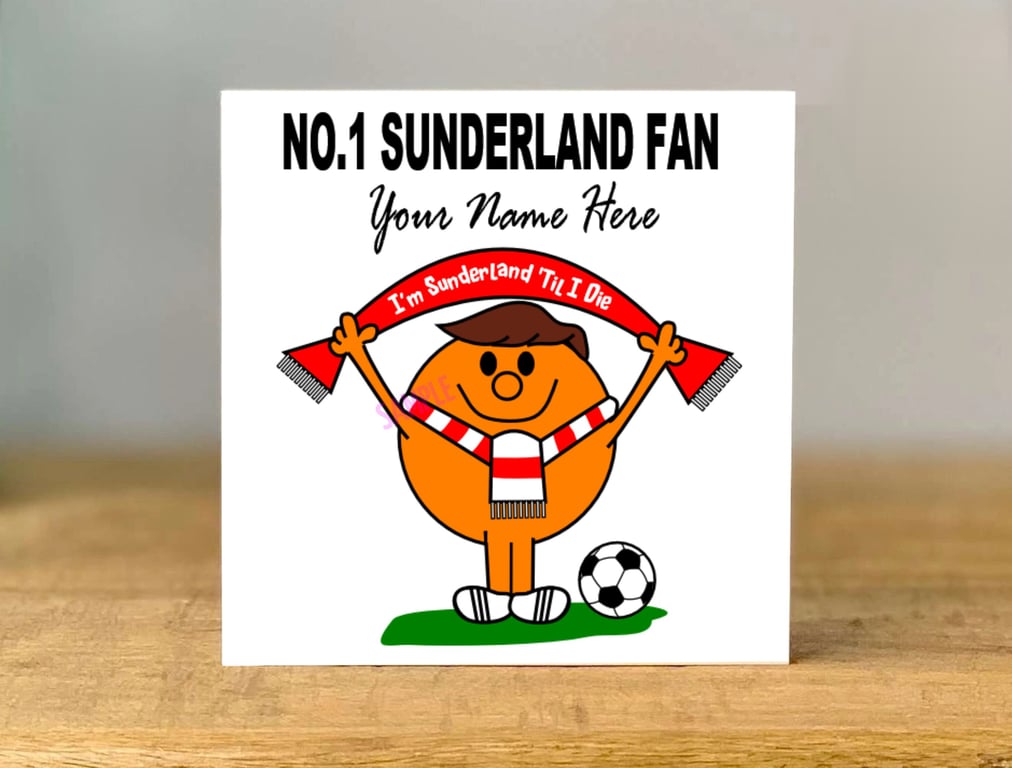 Personalised Sunderland Fan Birthday Card, Football, mum, dad, grandad, gran son