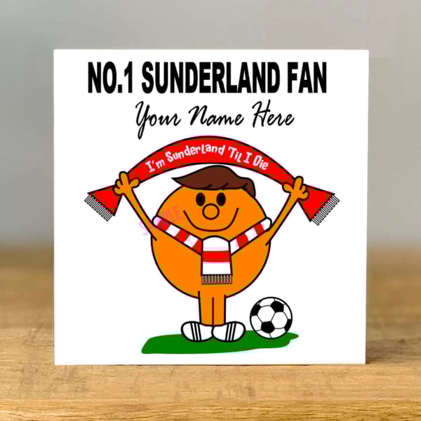 Personalised Sunderland Fan Birthday Card, Football, mum, dad, grandad, gran son