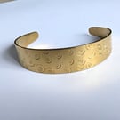 Brass Hand Stamped Swirly-Patterned Cuff