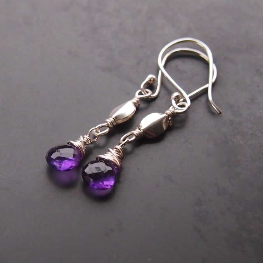 Purple Rain Sterling Silver and  Amethyst Earrings