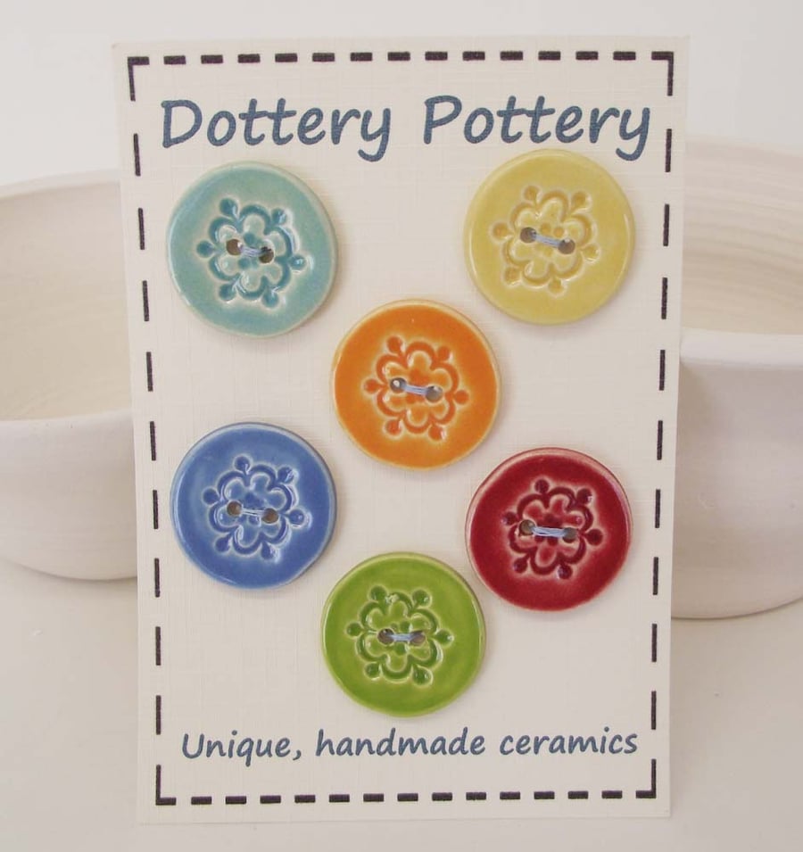 Set of six large ceramic buttons