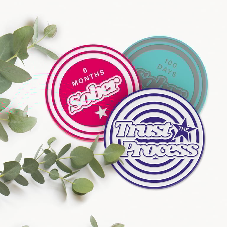 Trust The Process - Retro Acrylic Sobriety Chip: Customisable Sober Token 