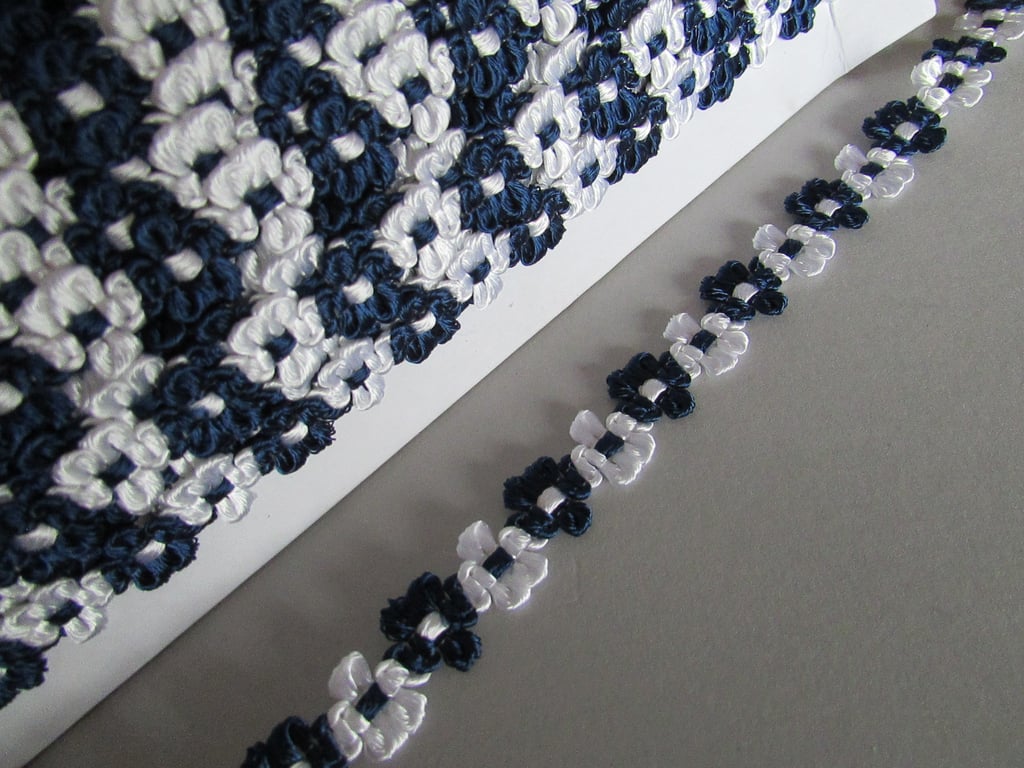 Navy & White Daisy Venise Guipure Lace sold by the metre
