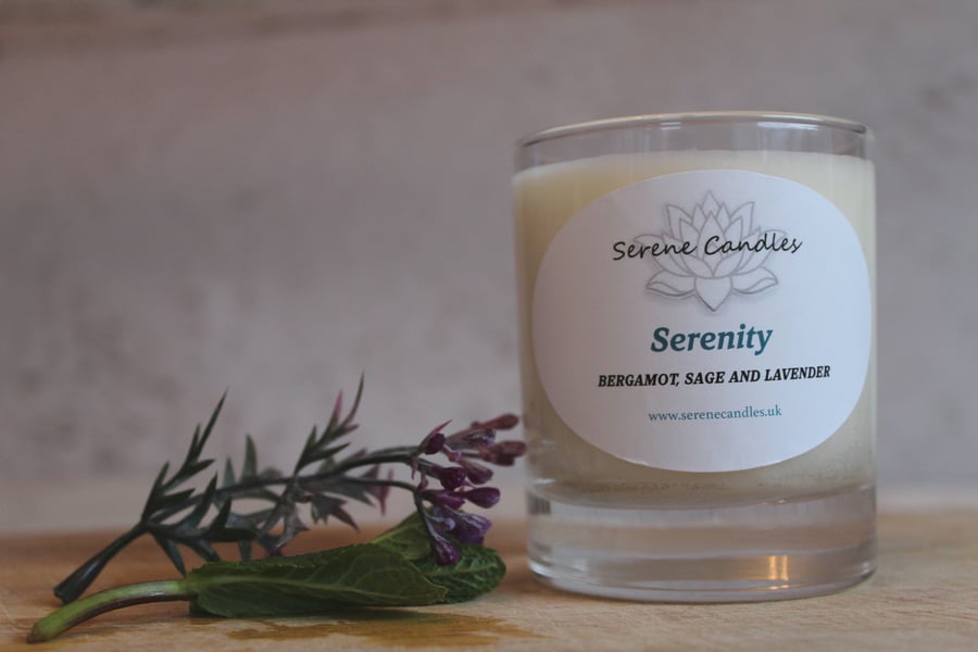 Bergamot, sage and lavender essential oil candle