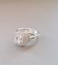Statement  sterling silver ring with natural quartz and CZ. 925 Silver.  - Image 6
