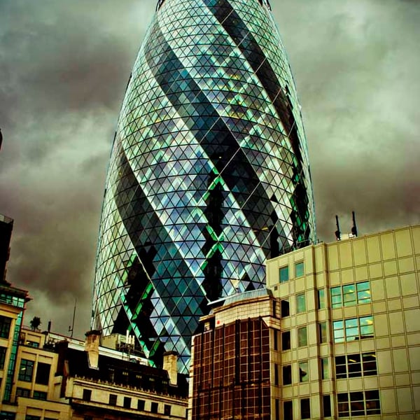 30 St Mary Axe The Gherkin London England UK 12"x18" Print