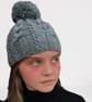 Childs Hand Knitted Hat in Grey - Fits Age 8 - 11 years - Image 5