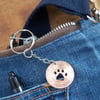 Upcycled paw in bronze 1965 halfpenny coin keyring or bag charm