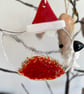 Fused glass Santa Robin Christmas Tree Decoration (Small) - Image 2