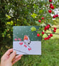 Robin in Snowy Scene, Christmas card, Winter birthday, red berries, frosty, snow - Image 8