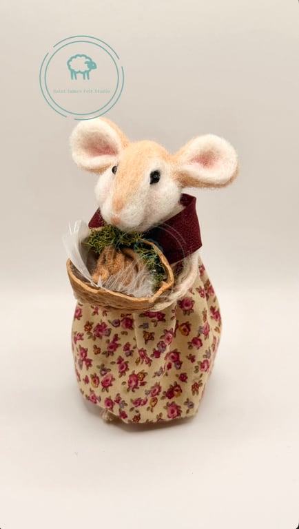 Needle Felted Mouse and Baby - Decoration