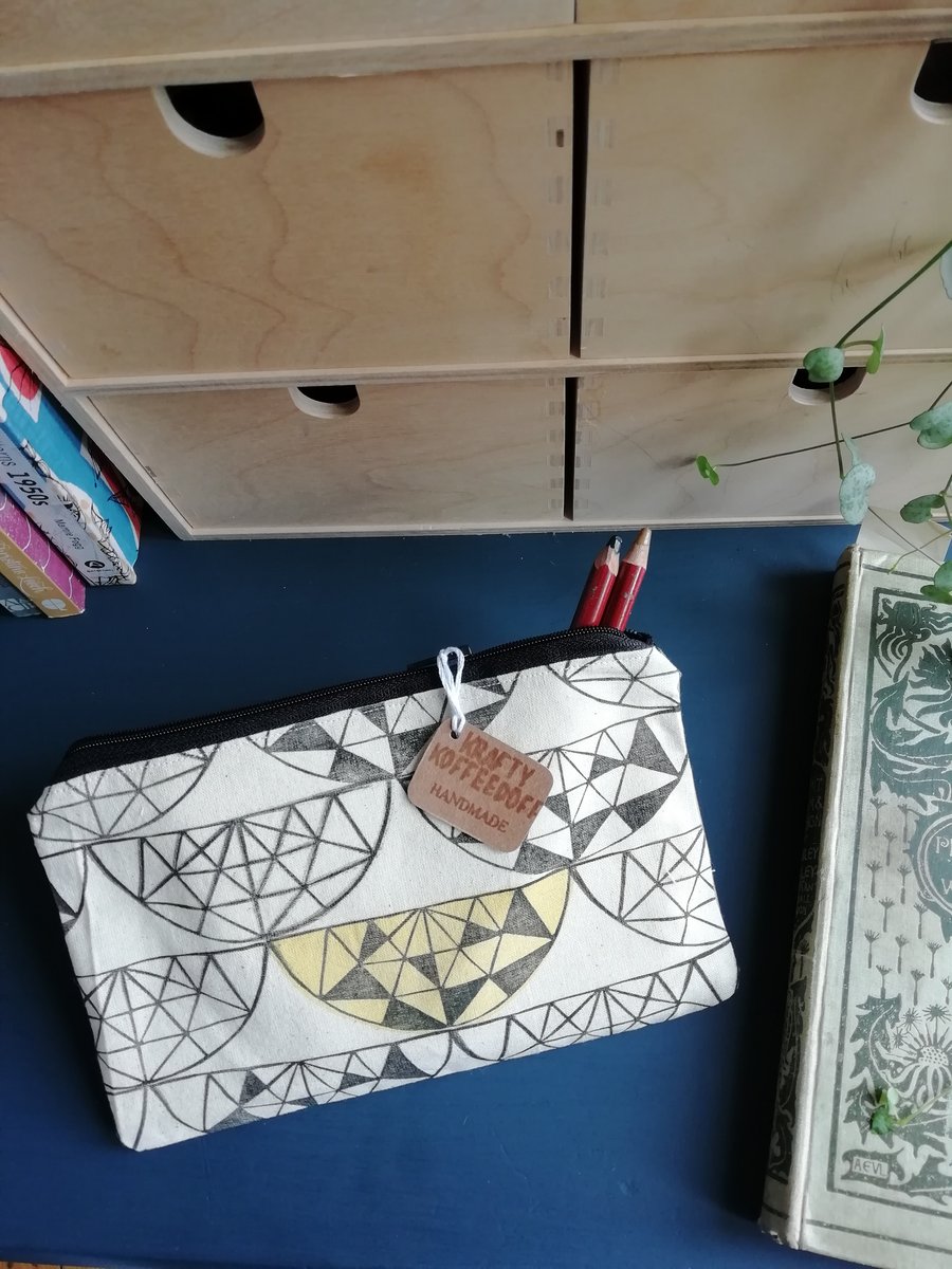 Geometric Print Handmade Pencil Case