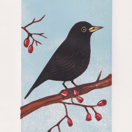 Blackbird - original linocut