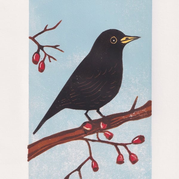 Blackbird - original linocut