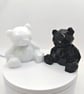 Handmade Resin Geometric Bears Figurines: Black and White Set