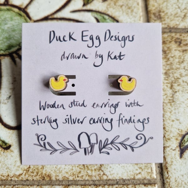 Yellow Rubber Duck Stud Earrings