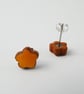 Flower stud earrings, orange. - Image 2