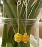 Yellow and White Stripe Dangle Earrings - Image 2