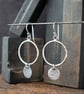 Rustic Textured Silver Circle Earrings - Image 3
