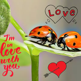I'm In Love With You Ladybirds Greeting Card A5