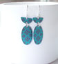 Teal oval earrings with Moroccan tile pattern  - Image 3