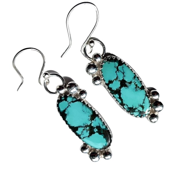 Turquoise Earrings Sterling Silver Jewellery Gift Tibetan Recycle Handmade