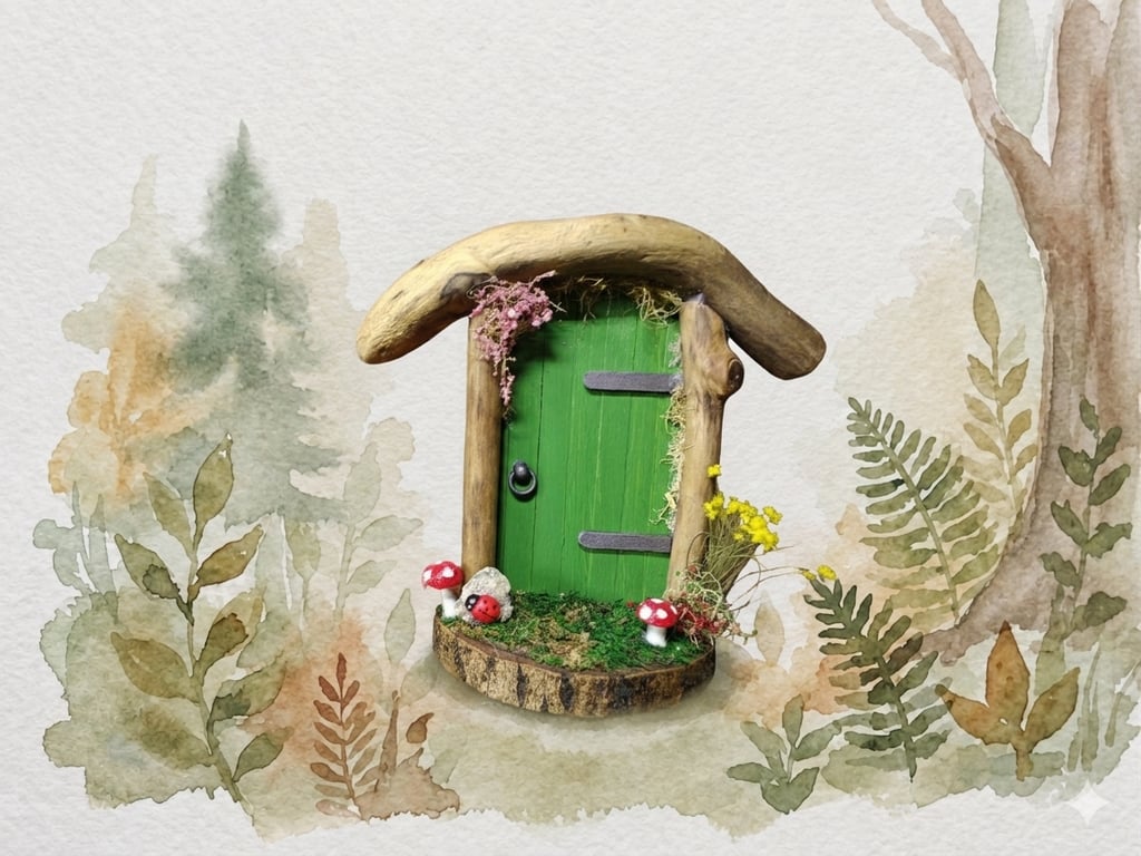 Handcrafted driftwood fairy door.