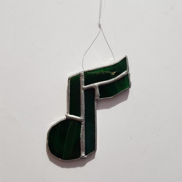 135 Stained Glass Green Single Note - handmade hanging decoration.