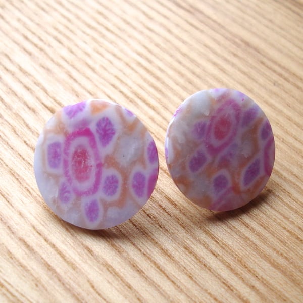 Patterned FIMO Disc Studs