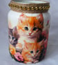 Recycled glass decoupage kittens vase