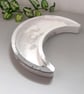 Crescent Moon Trinket Tray with Silver Mica and Glass Chips -  Celestial  Dish - Image 2