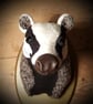 Badger head made from wool  tweed  - Image 3