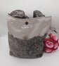 Silver and Ash grey chenille handbag with decorative buttons.  - Image 7