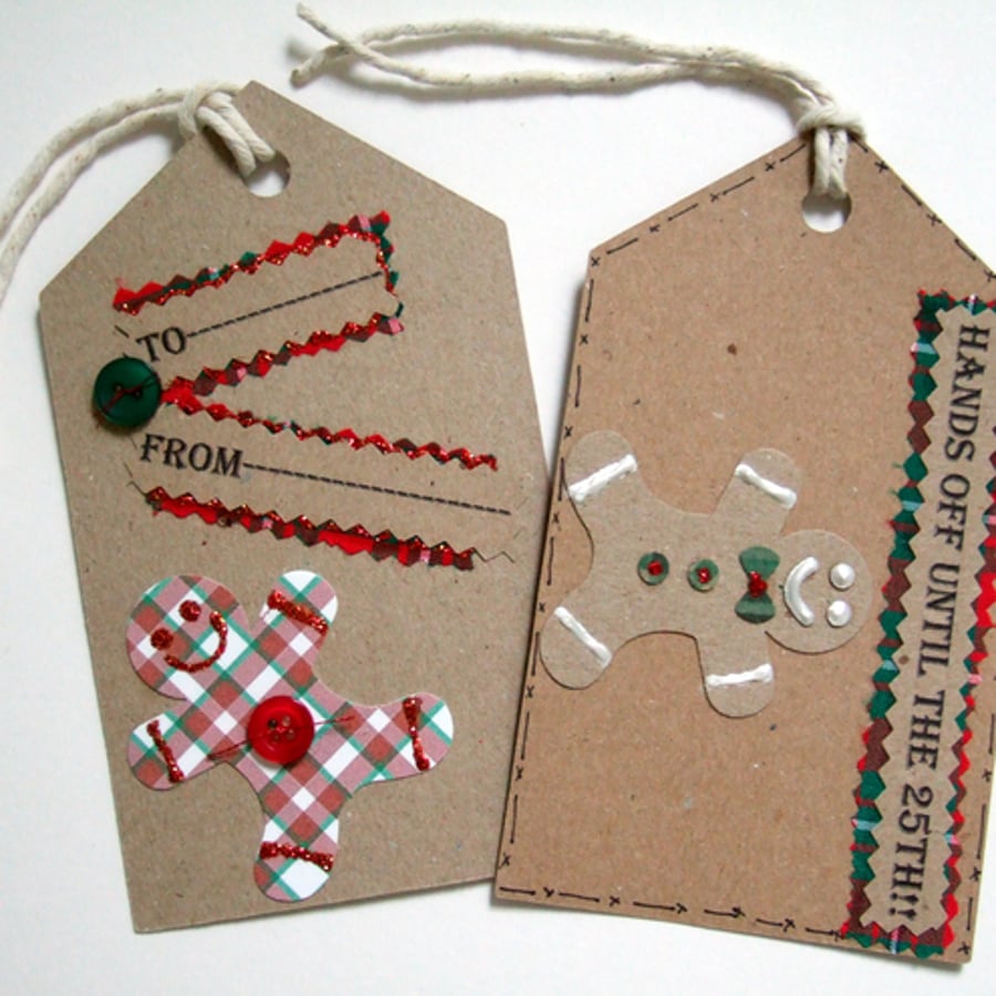 Christmas Gift Tags'Gingerbread Man Message Tags' Can be Personalised,2pack