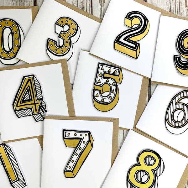 Personalised Birthday Card. Handmade Greetings Card. Age 1, 2, 3, 4, 5, 6, 7, 8,