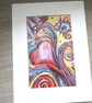 Surreal love hearts and stars, color pencil & pen drawing.   - Image 1