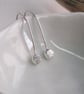 Silver Drop Earrings, hammered recycled silver pebble drop earrings - Image 9