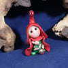 Tiny Christmas Gnome 'Benji' 1.5" OOAK Sculpt by Ann Galvin