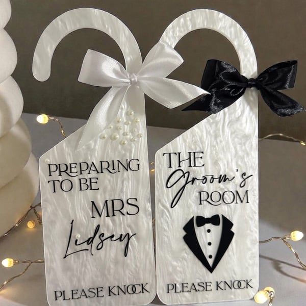 His and hers door hangers Arcylic 