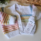 Luxury Hand Knitted Designer Merino Wool Baby Cardigan  6 - 12 months size