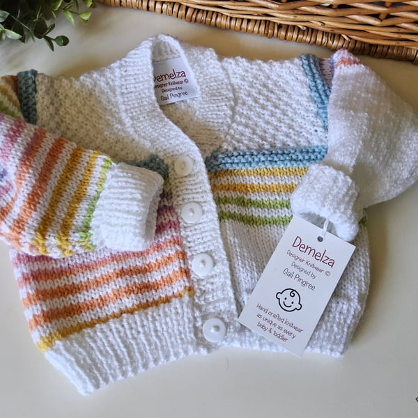 Luxury Hand Knitted Designer Merino Wool Baby Cardigan  6 - 12 months size