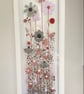 Pink floral fused glass meadow flowers picture. 