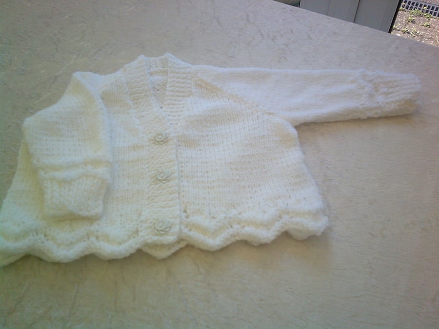 18 inch White Baby Cardigan