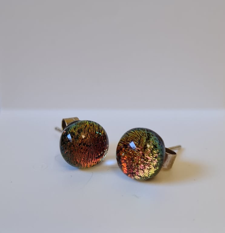 Sparkly fused glass stud earrings
